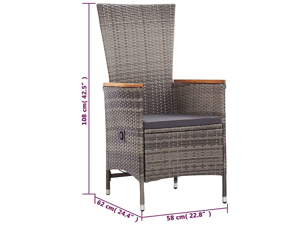 Ensemble à manger de jardin 5 pcs Gris