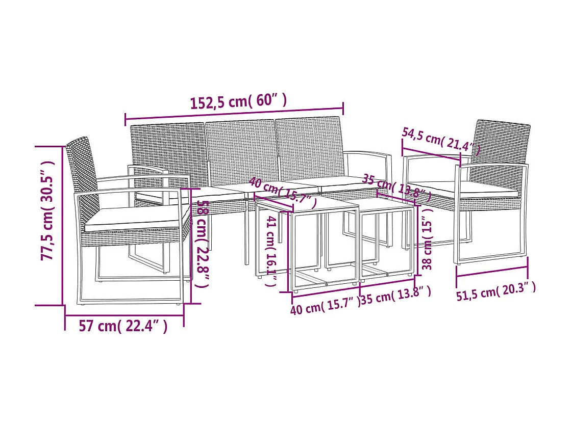 Ensemble à manger de jardin avec coussins 5 pcs noir rotin PP