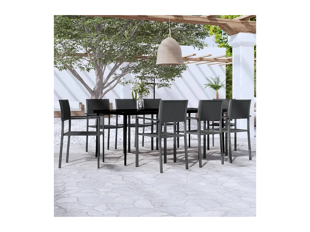 Ensemble à manger de jardin 9 pcs Noir