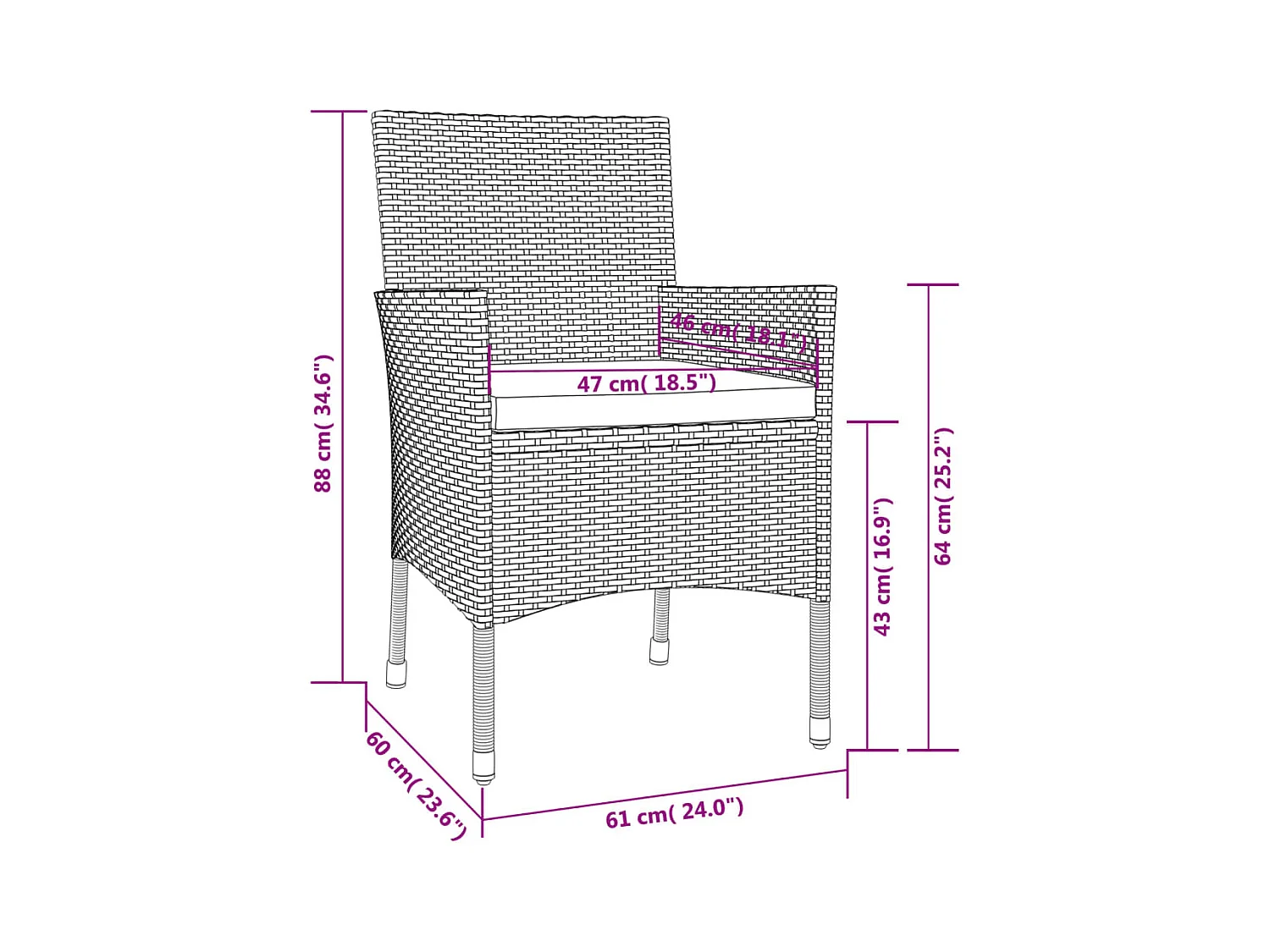 Ensemble à manger de jardin coussins 7pcs Noir Résine tressée