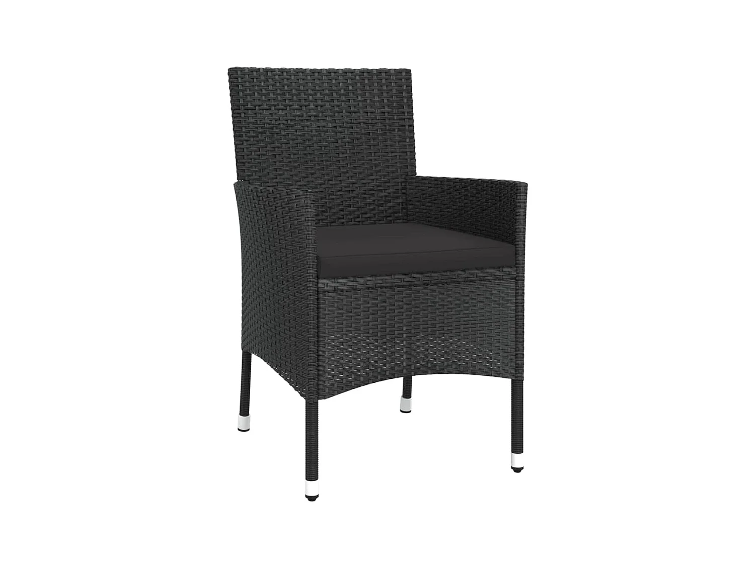 Ensemble à manger de jardin coussins 7pcs Noir Résine tressée