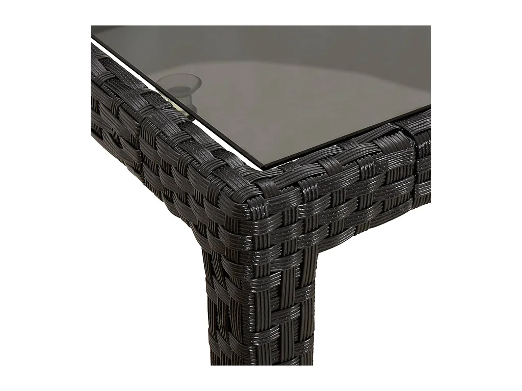 Ensemble à manger de jardin coussins 7pcs Noir Résine tressée