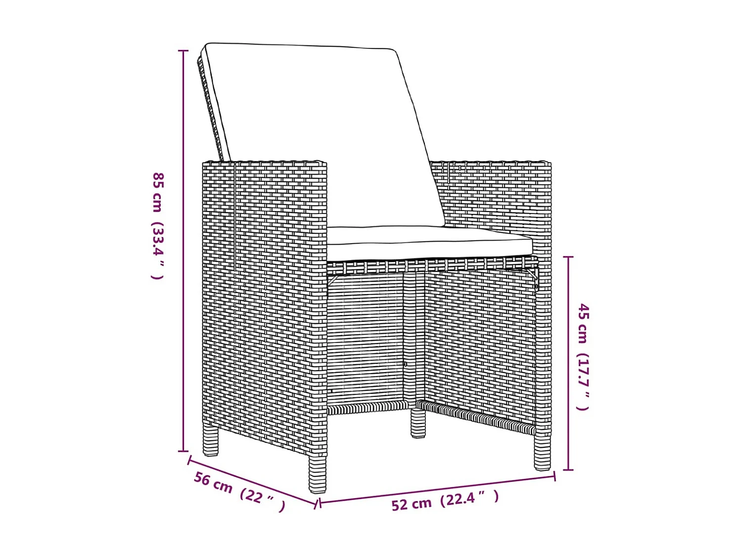 21-tlg. Garten-Essgruppe mit Kissen Schwarz Poly Rattan