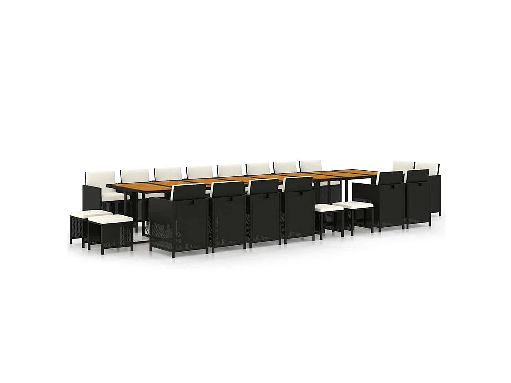 21-delige Tuinset met kussens poly rattan zwart