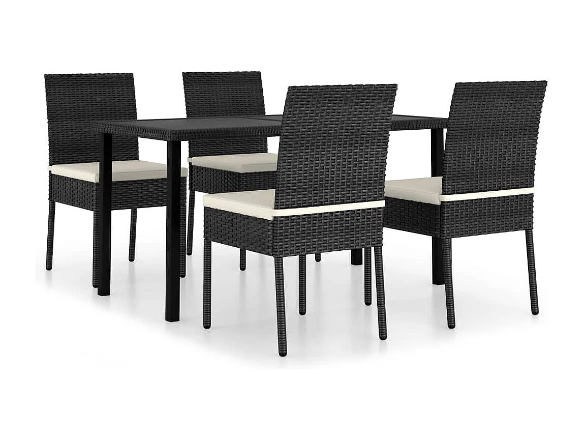 Set da Pranzo da Giardino 5 pz in Polyrattan Nero