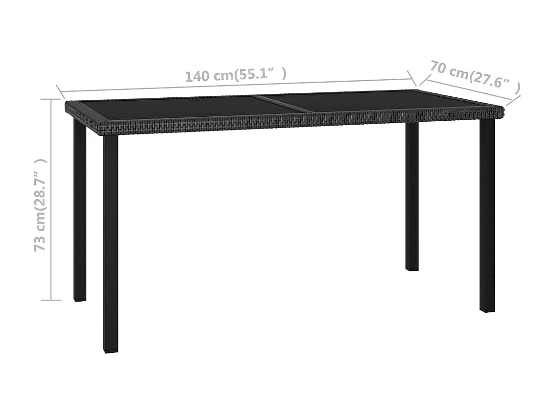 Set da Pranzo da Giardino 5 pz in Polyrattan Nero