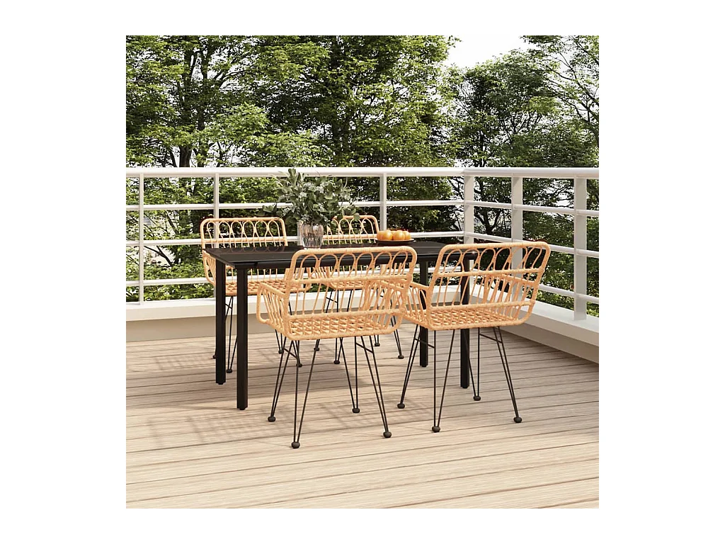 Ensemble à manger de jardin 5pcs Résine tressée