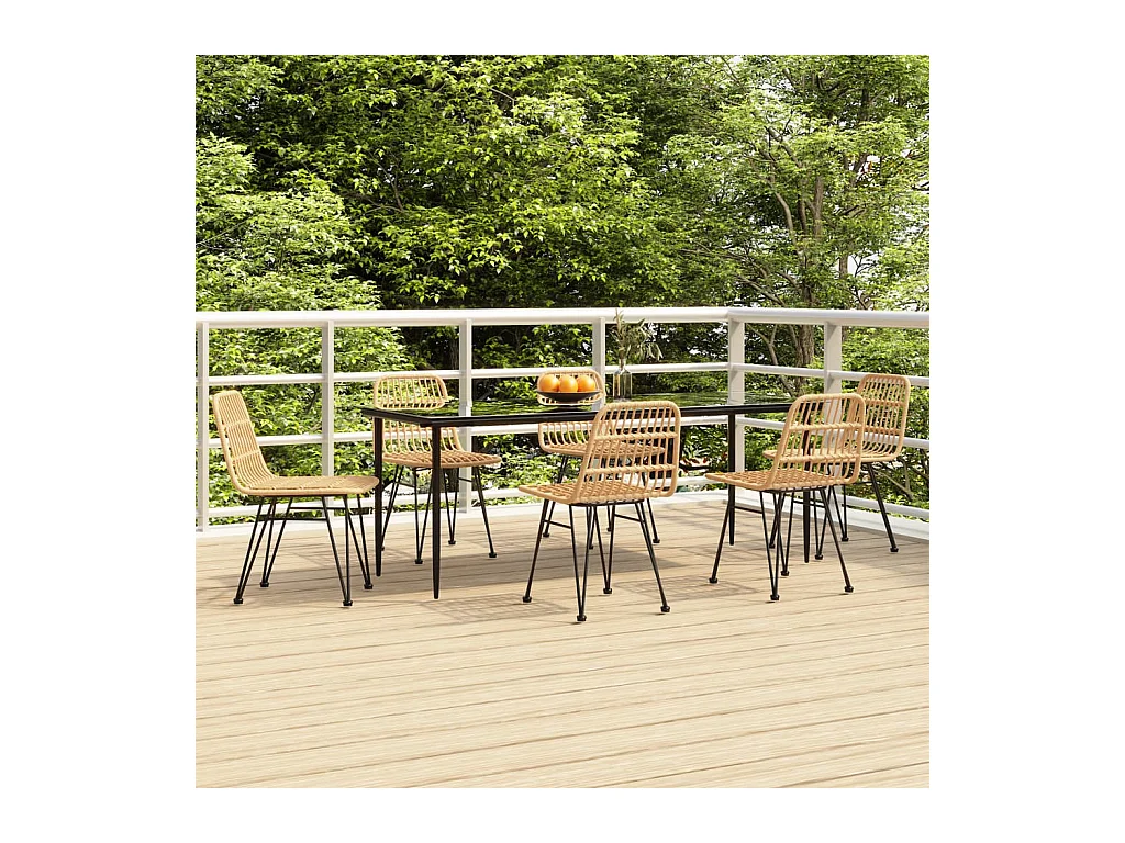 Ensemble à manger de jardin 7 pcs Résine tressée