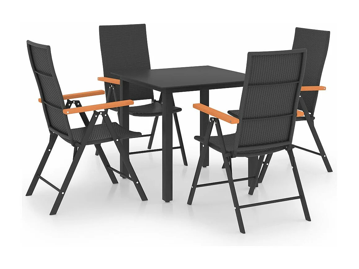 5 pcs conjunto de jantar para jardim preto e castanho