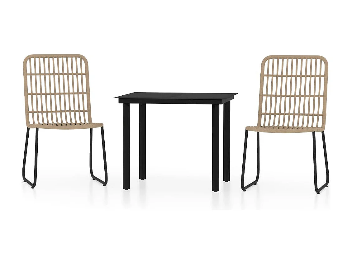 3 pcs conjunto de jantar para jardim cor de carvalho