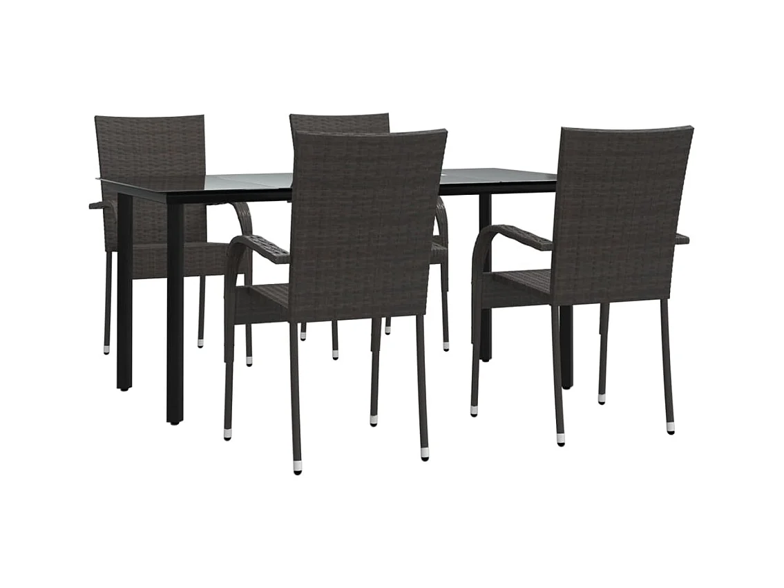 Ensemble à manger de jardin 5 pcs Marron Résine tressée