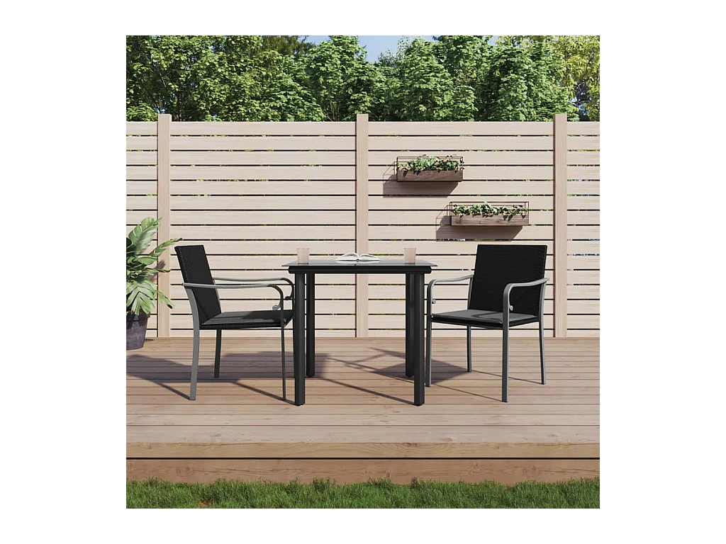 Ensemble à manger de jardin 3 pcs coussins résine tressée acier
