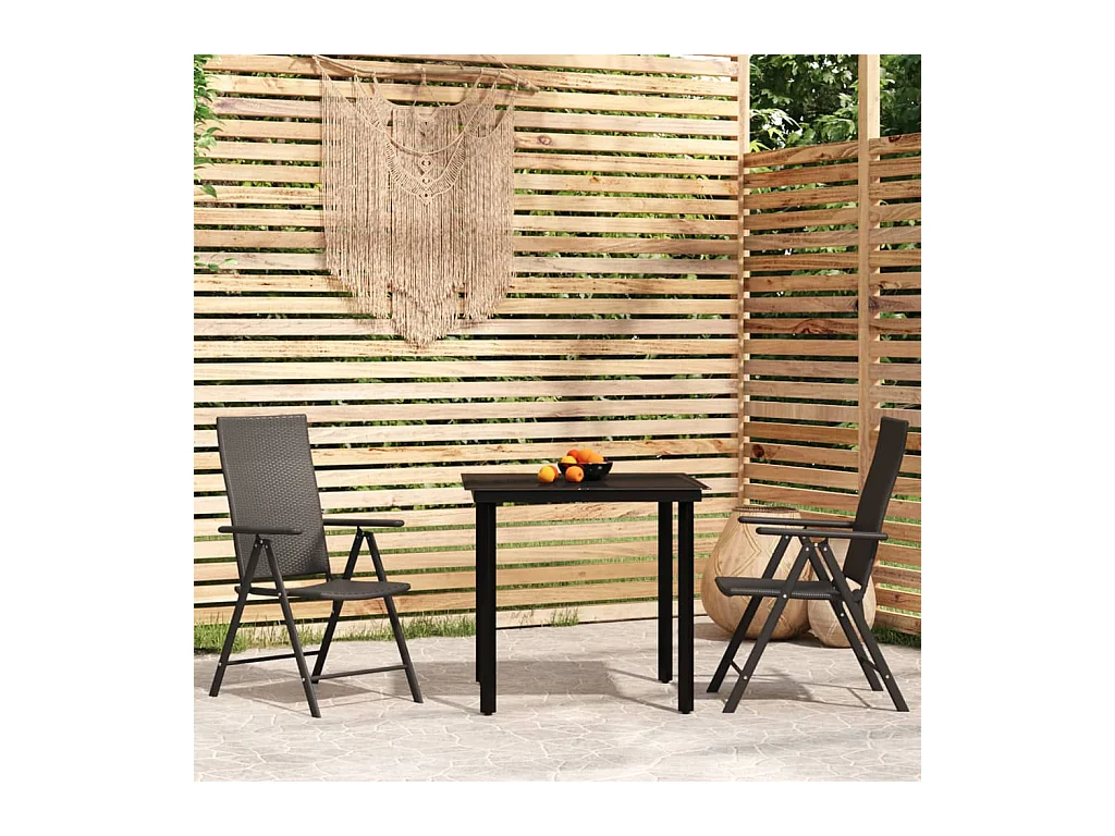 Ensemble à manger de jardin 3 pcs Noir