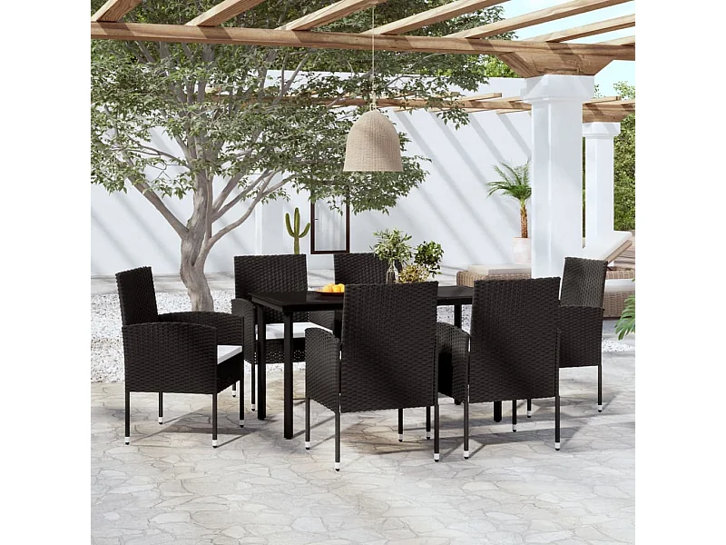 7-tlg. Garten-Essgruppe Schwarz