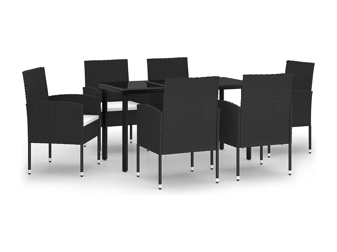 Juego de comedor para jardín 7 piezas negro