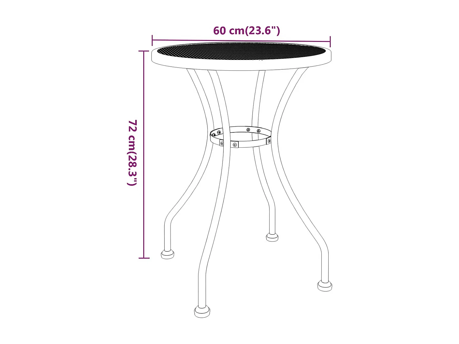Set da Pranzo per Giardino 3pz Rete Metallica Espansa Antracite