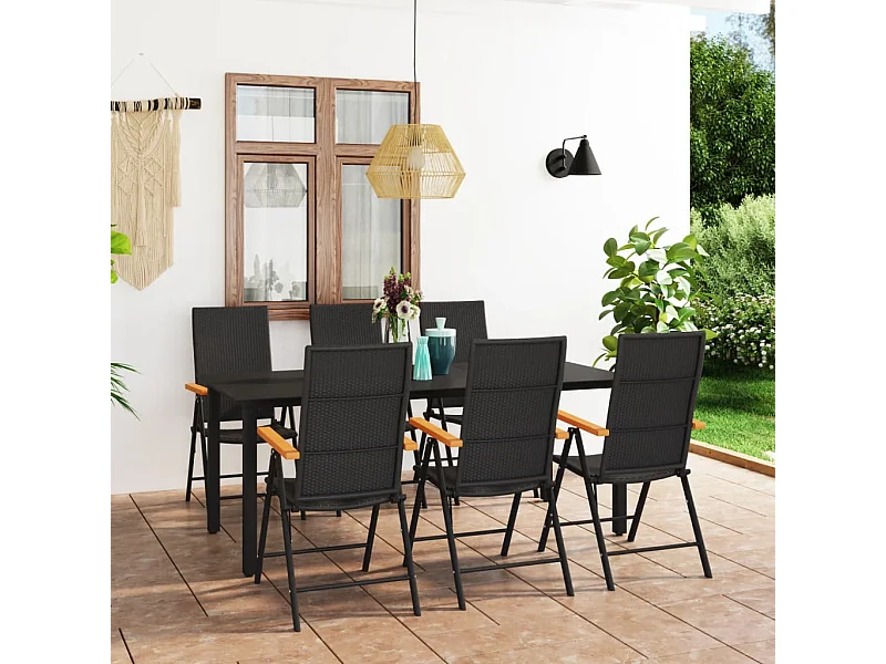 7-tlg. Garten-Essgruppe Schwarz und Braun