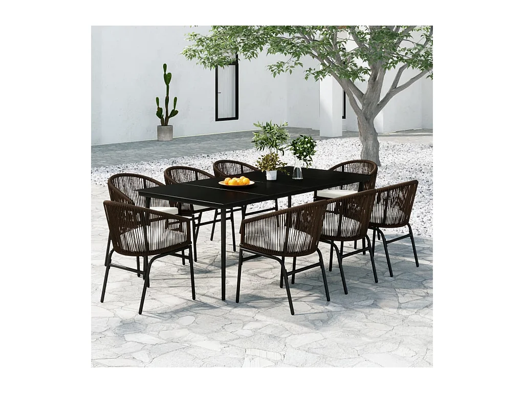 Ensemble à manger de jardin 9 pcs Marron