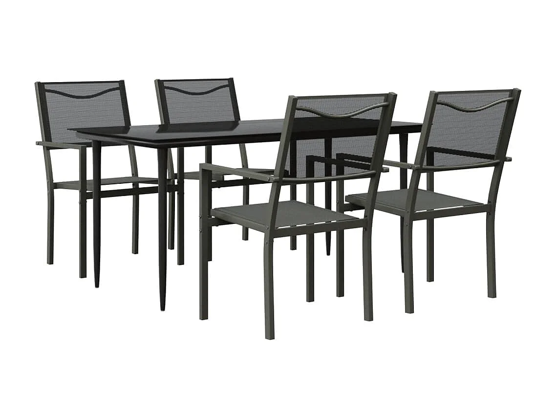 5 pcs conjunto de jantar para jardim aço e textilene preto