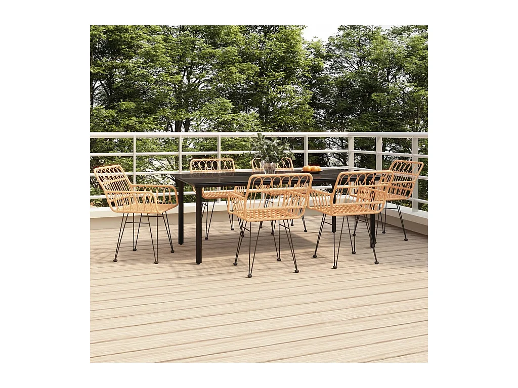 Ensemble à manger de jardin 7 pcs Résine tressée