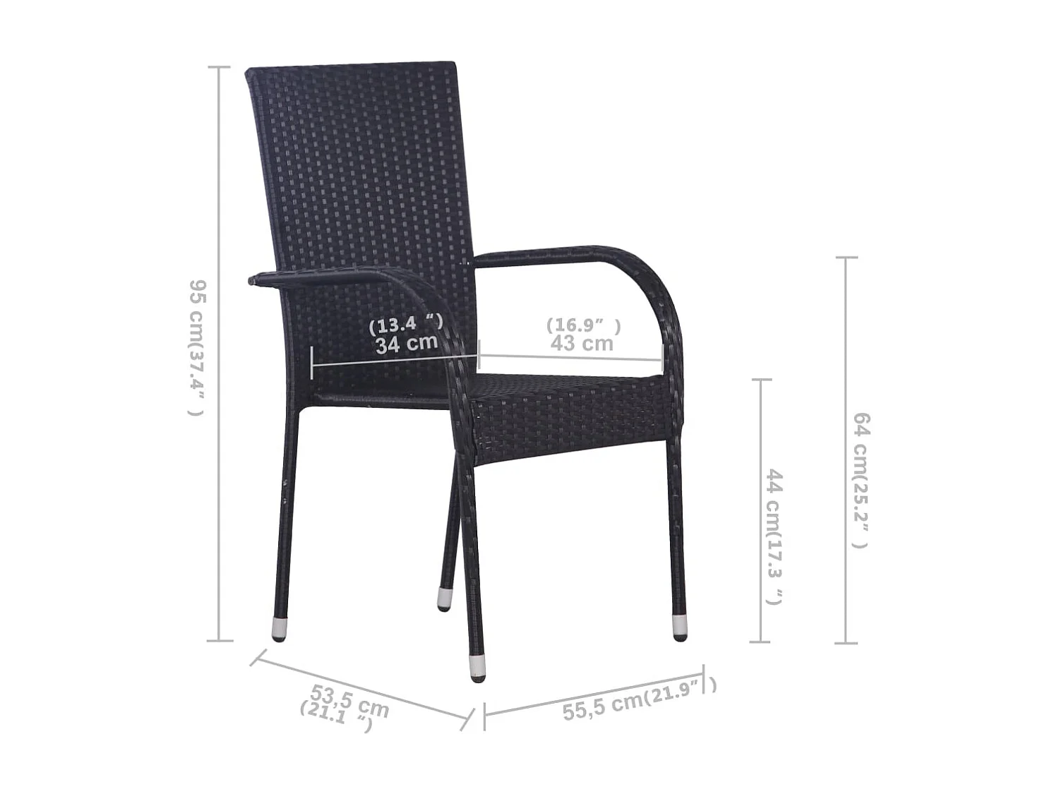 Set Mobili da Pranzo per Giardino 5 pz Nero