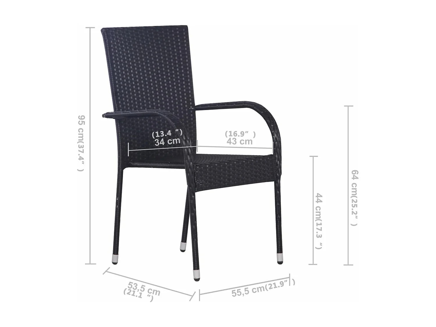 Set Mobili da Pranzo per Giardino 5 pz Nero