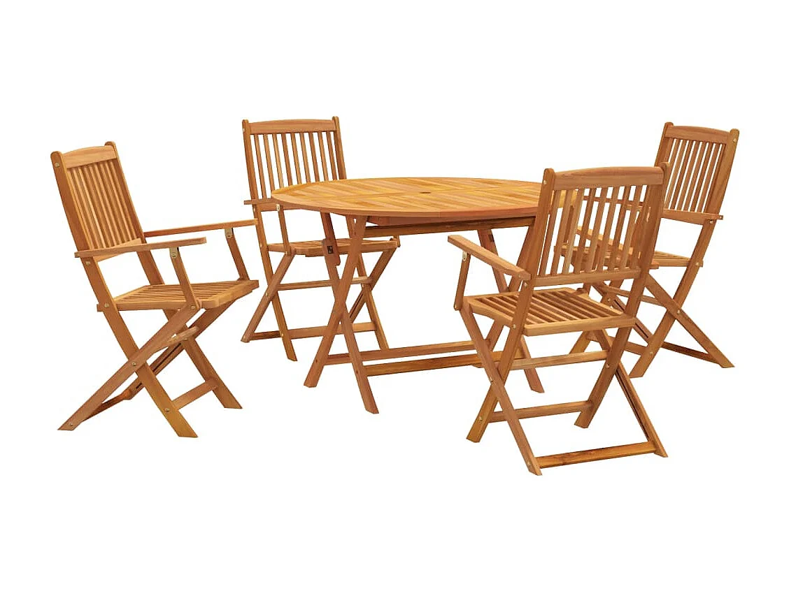 Set da Pranzo per Giardino 5 pz in Legno Massello di Acacia