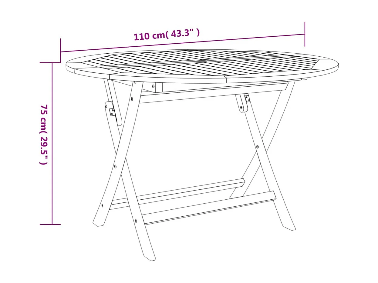 Set da Pranzo per Giardino 5 pz in Legno Massello di Acacia