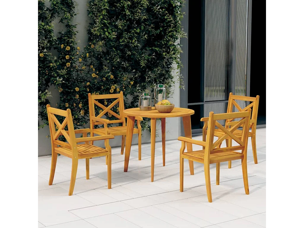 Ensemble à manger de jardin 5 pcs Bois d'acacia solide
