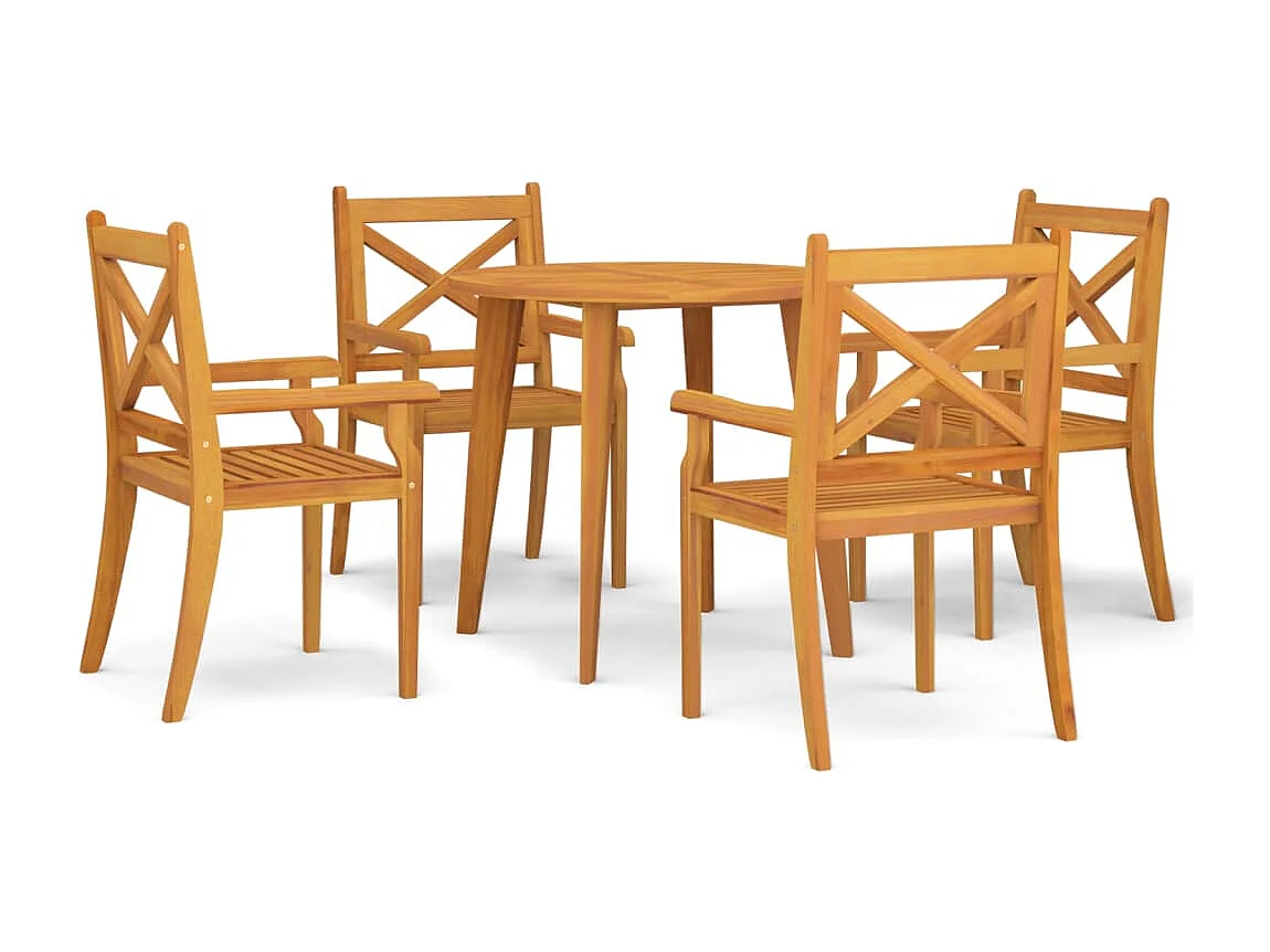 Ensemble à manger de jardin 5 pcs Bois d'acacia solide