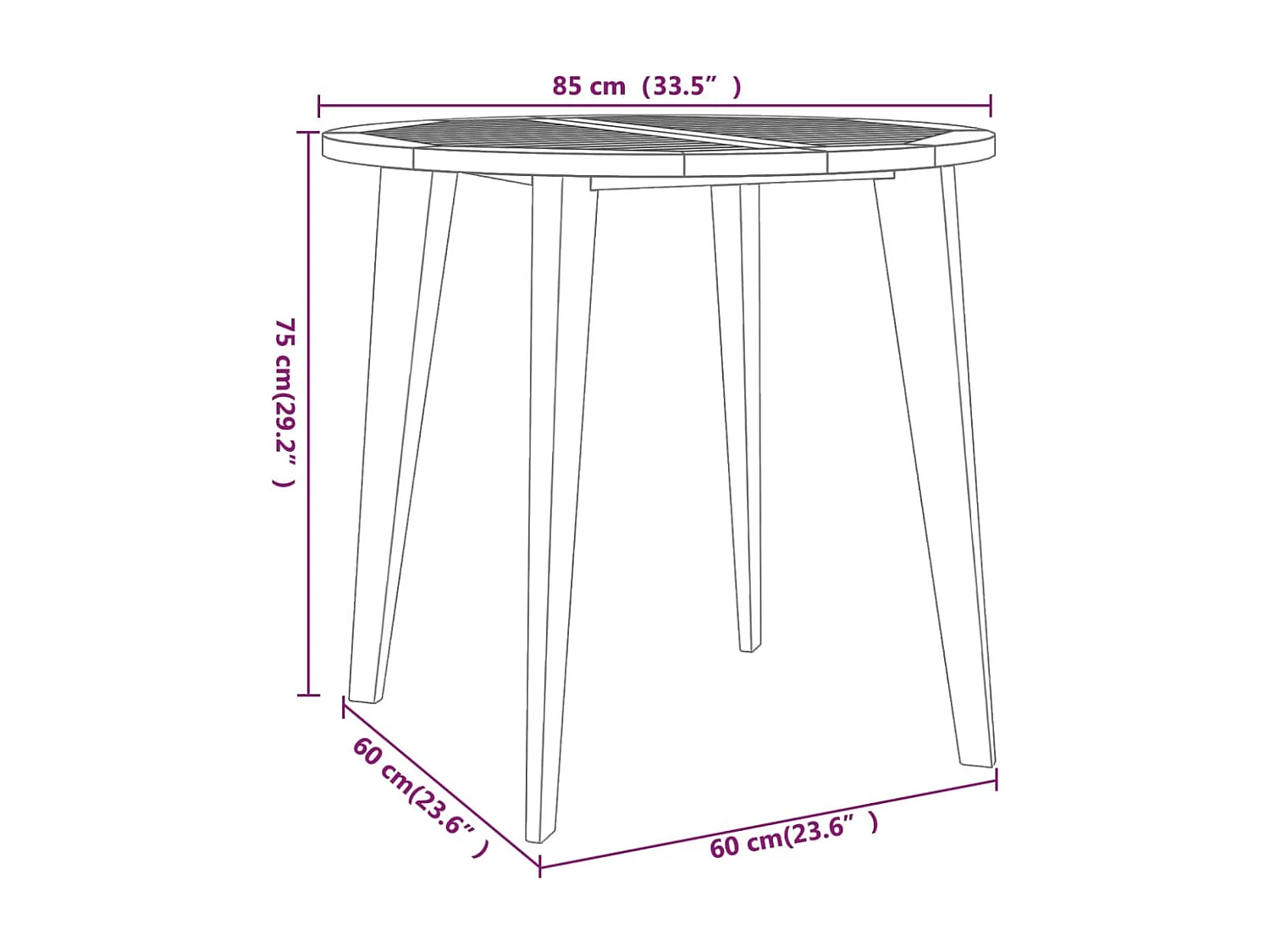 Ensemble à manger de jardin 5 pcs Bois d'acacia solide