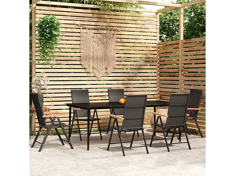 7-tlg. Garten-Essgruppe Schwarz