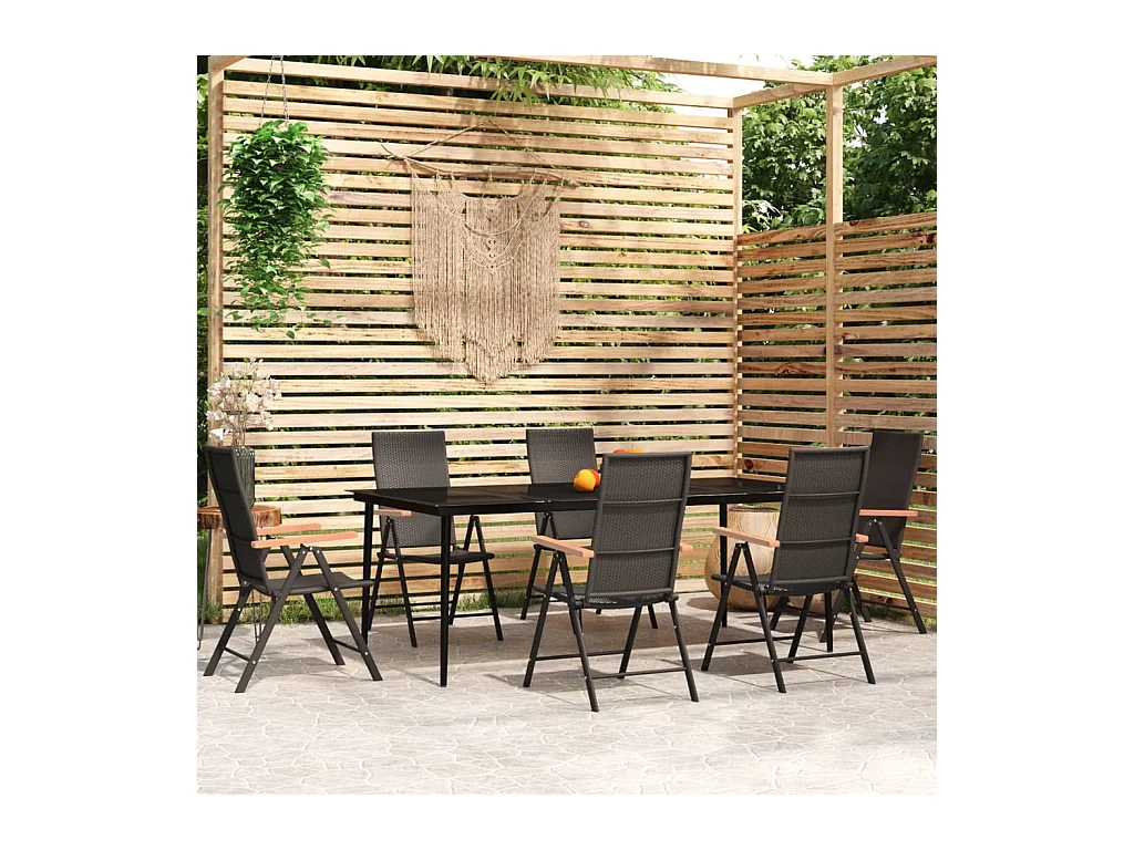 7-tlg. Garten-Essgruppe Schwarz