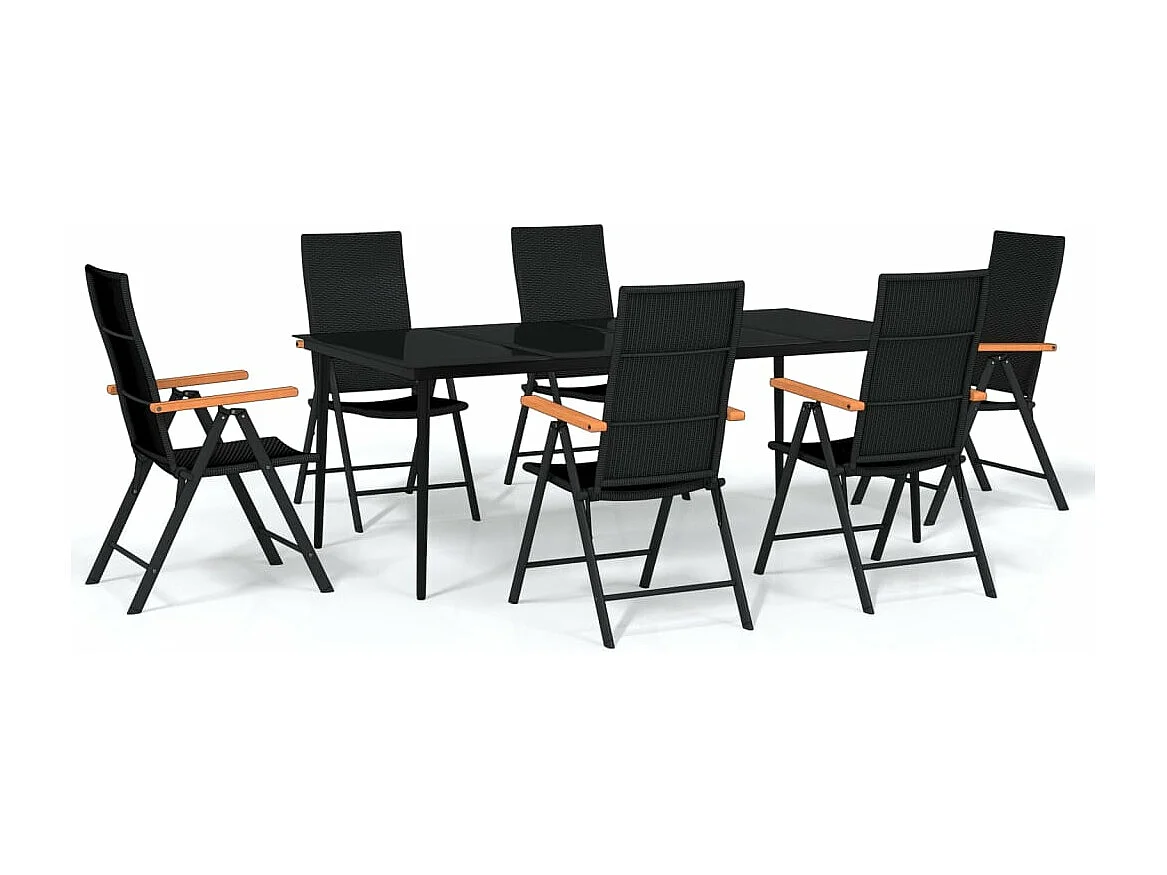 Ensemble à manger de jardin 7 pcs Noir