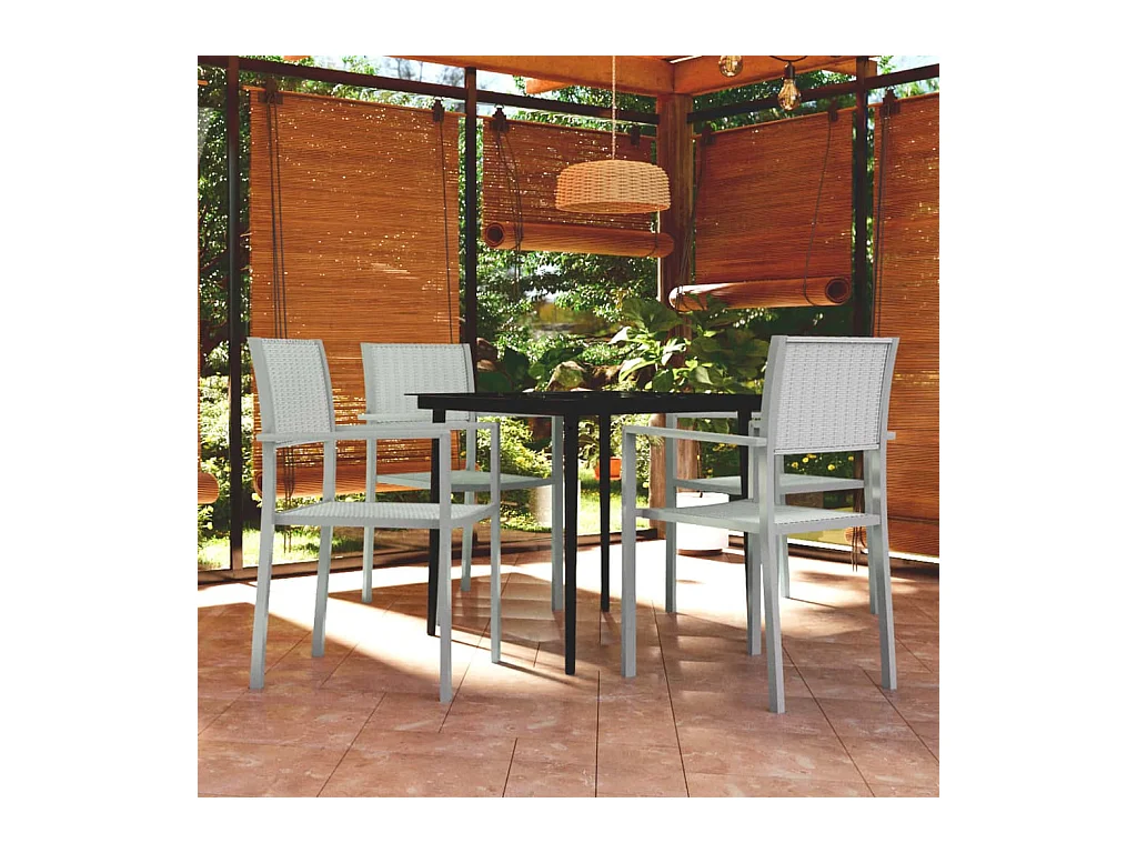 Ensemble à manger de jardin 5 pcs Blanc