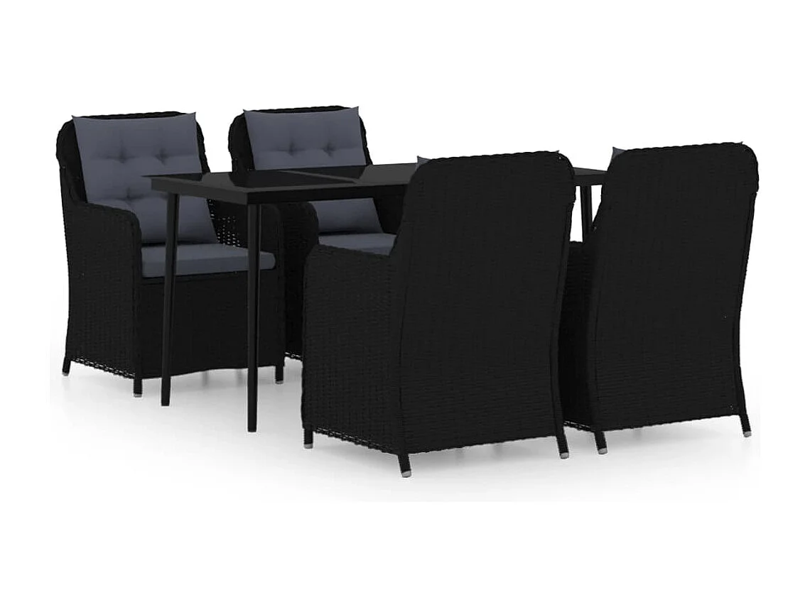 Ensemble à manger de jardin 5 pcs Noir