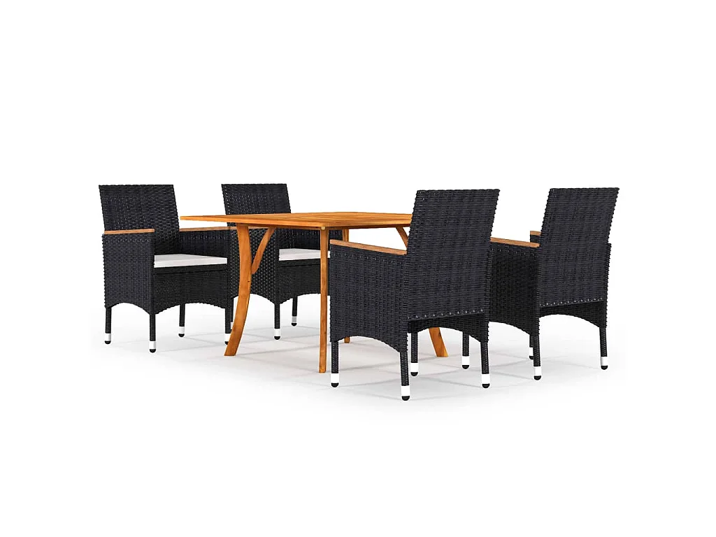 Ensemble à manger de jardin 5 pcs Noir