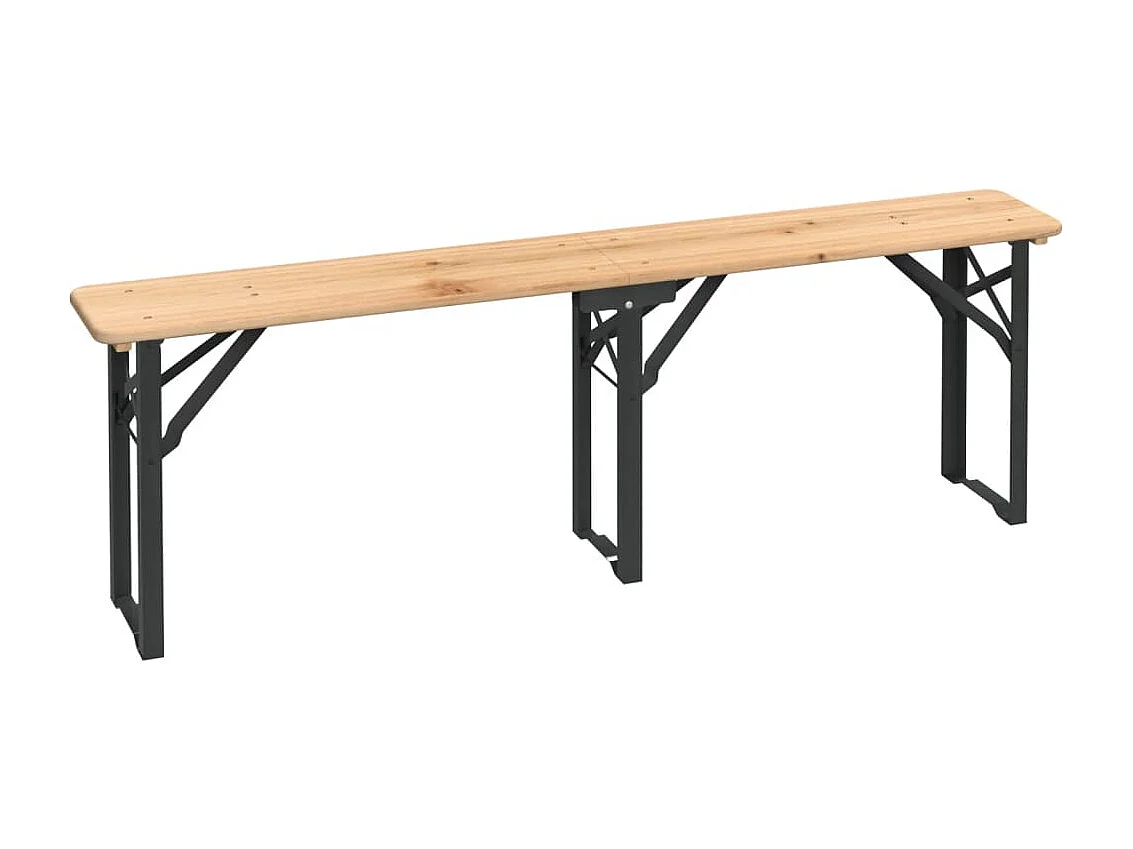 Ensemble de tables à bière pliantes 3 pcs bois massif de sapin
