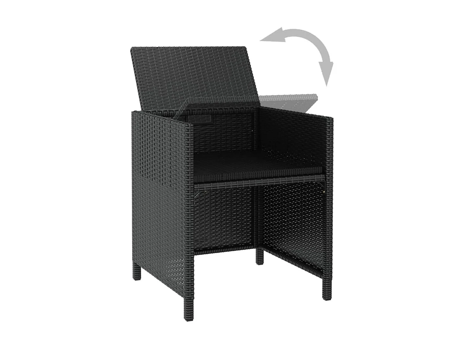 11-delige Tuinset met kussens poly rattan zwart