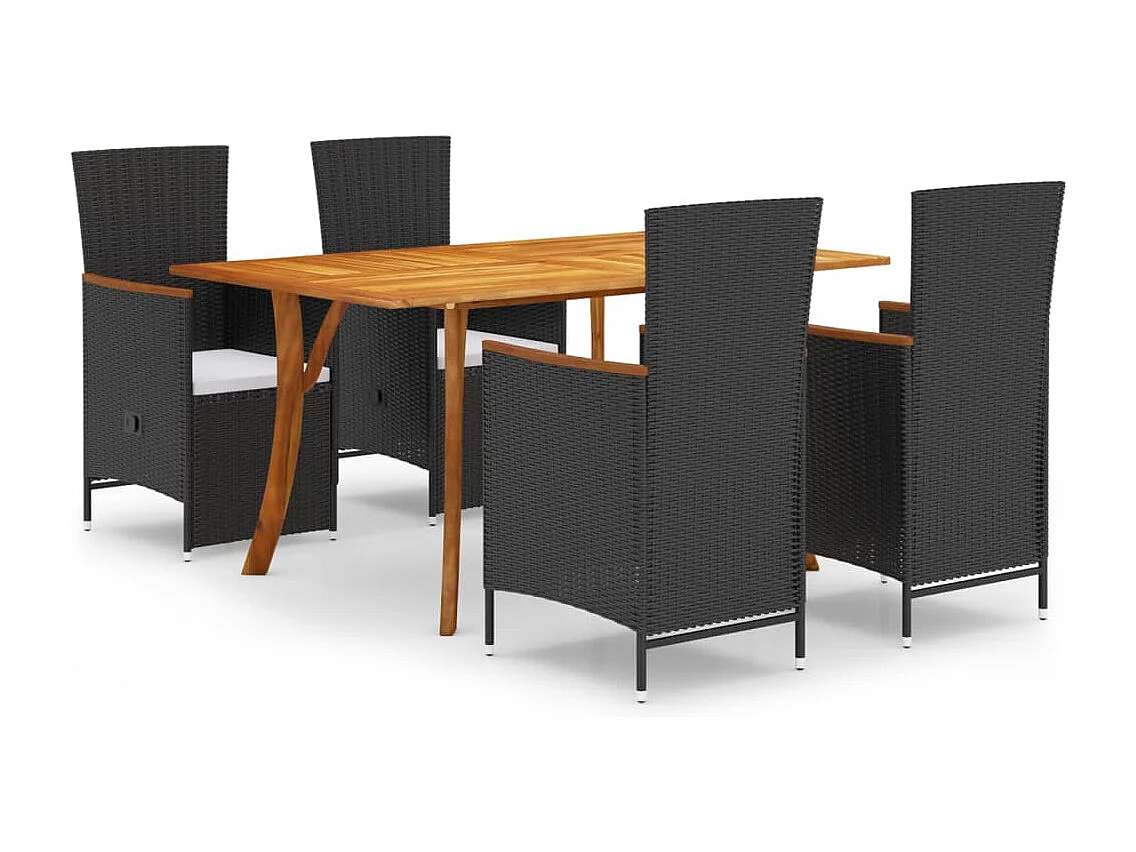 Set Mobili da Pranzo per Giardino 5 pz Nero