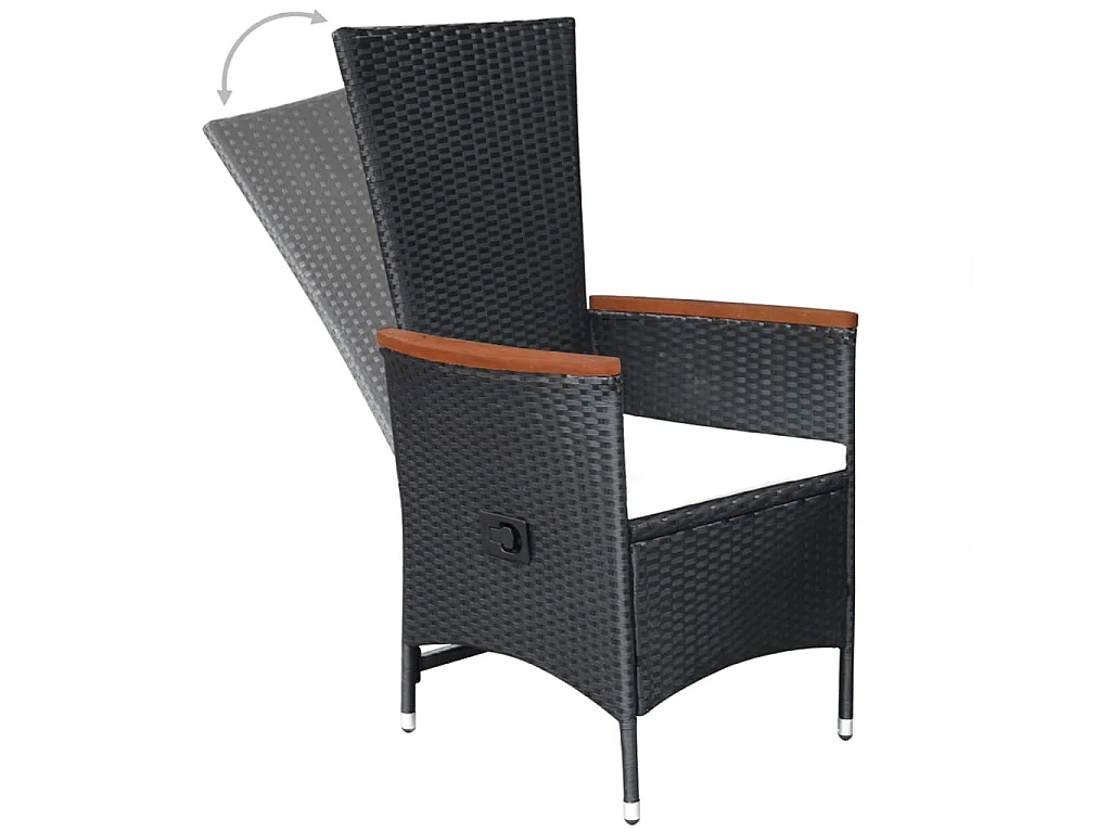 Ensemble à manger de jardin 5 pcs noir