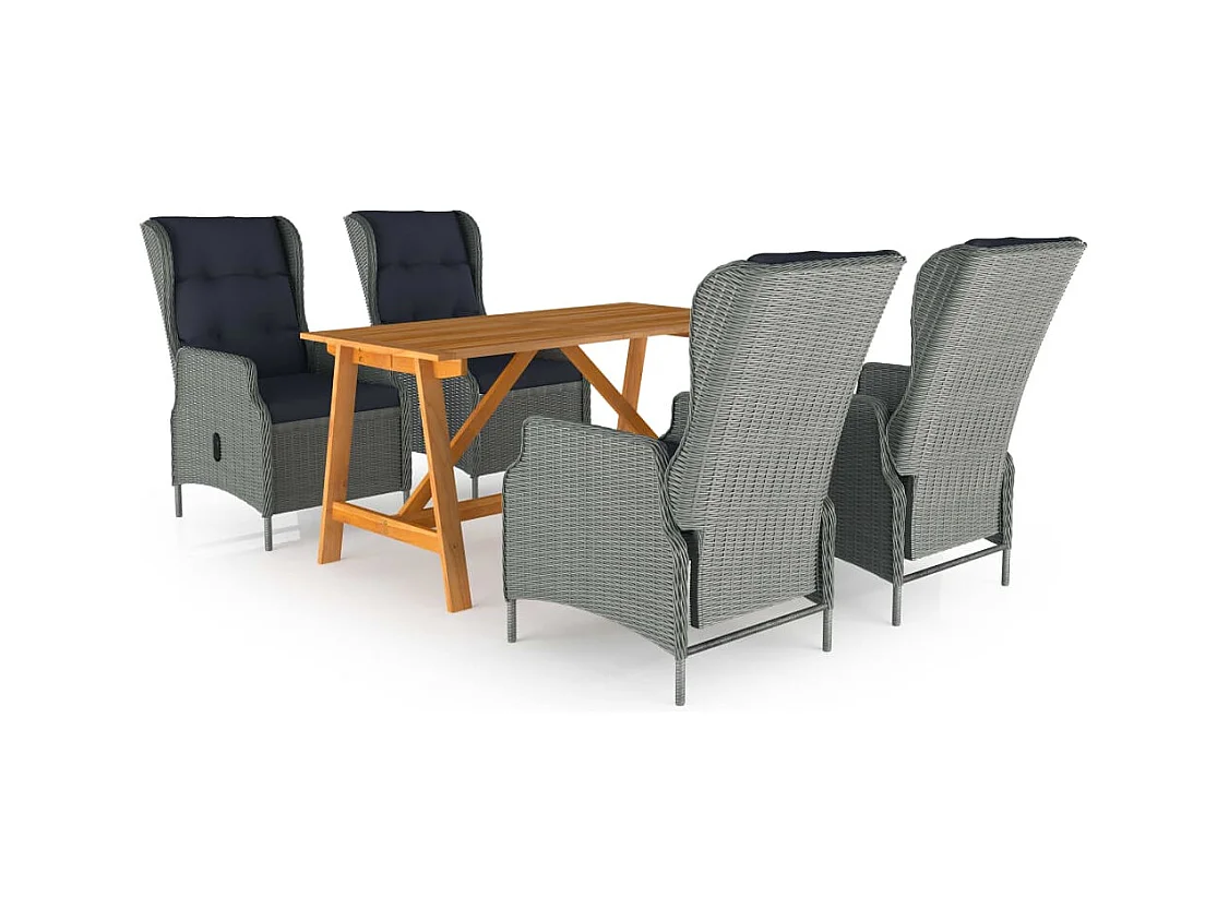 Ensemble à manger de jardin 5 pcs Gris clair