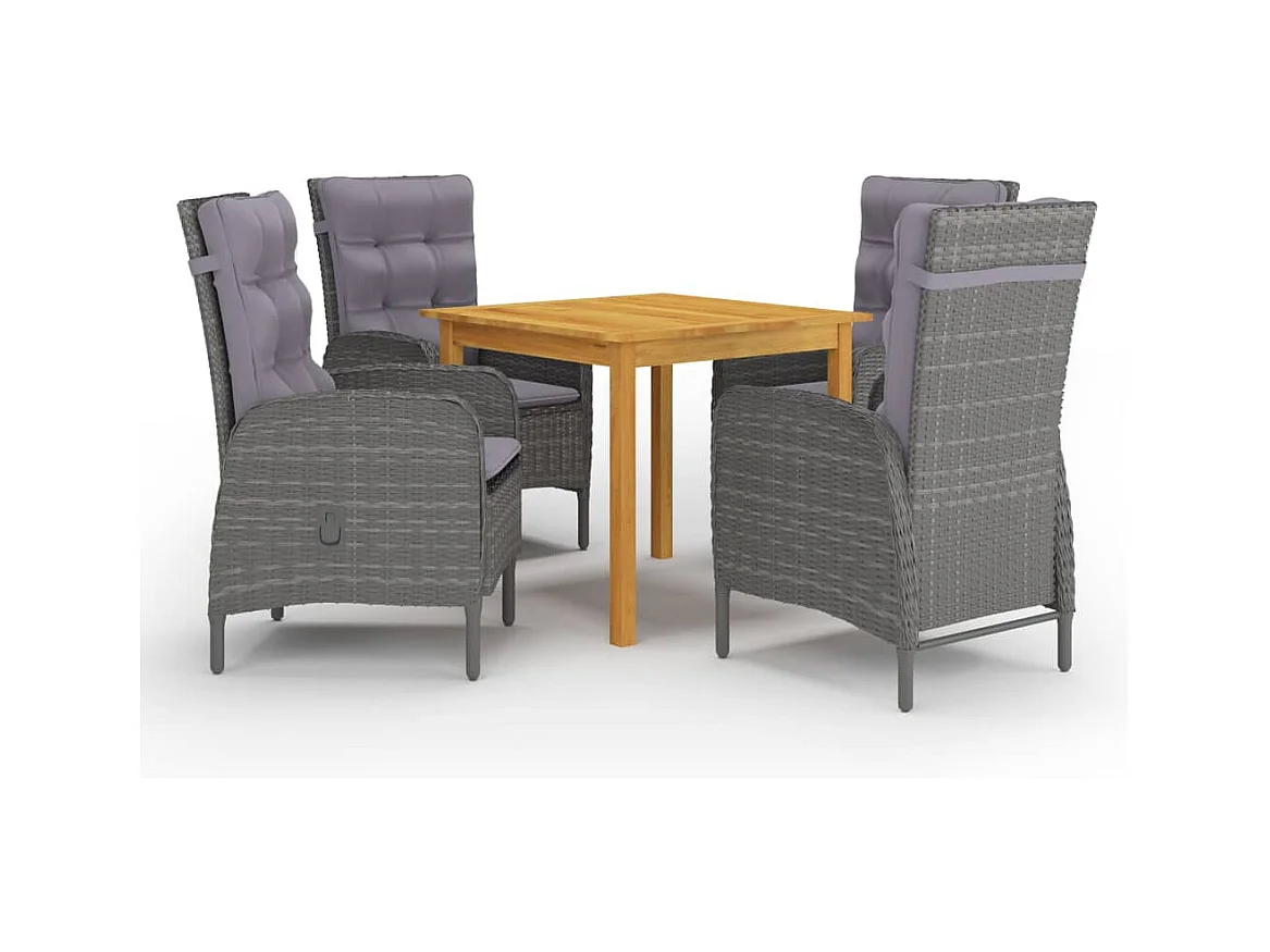 Ensemble à manger de jardin 5 pcs Gris