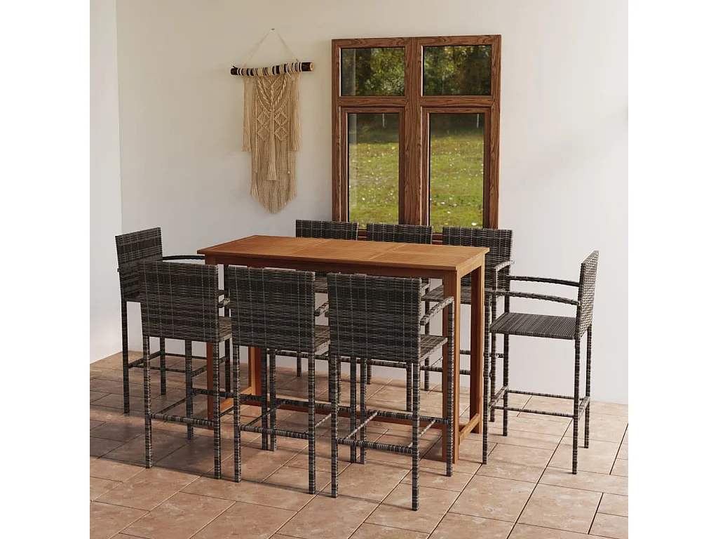 Set Bar da Giardino 9 pz Grigio