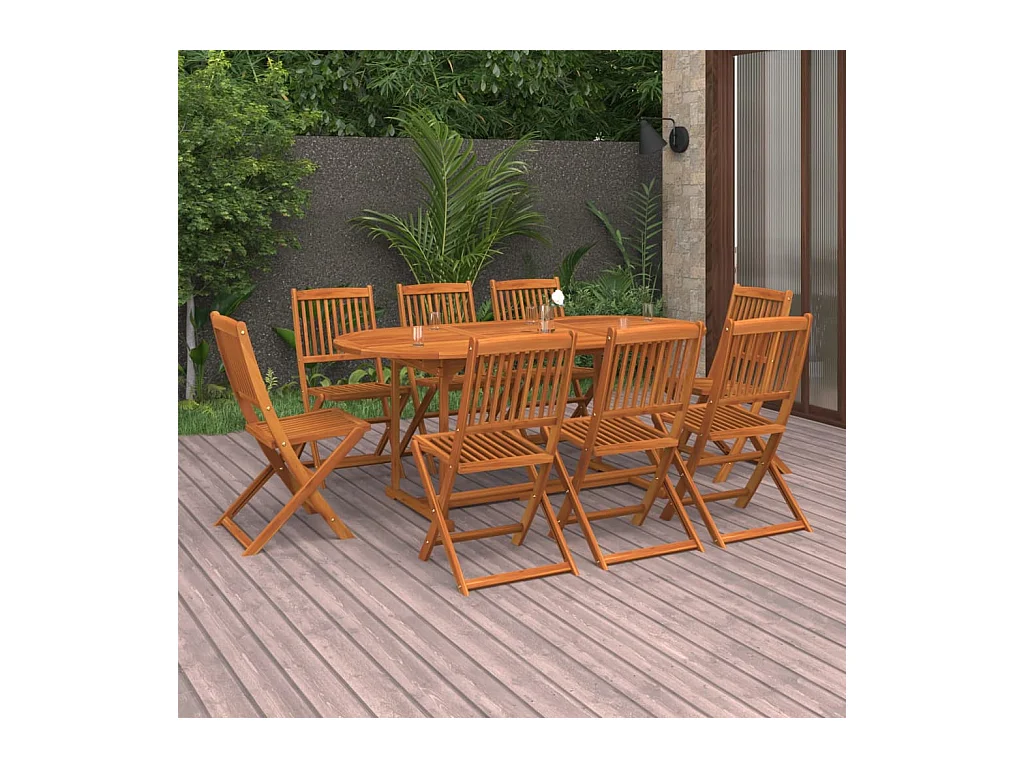 Ensemble à manger de jardin 9 pcs bois massif d'acacia