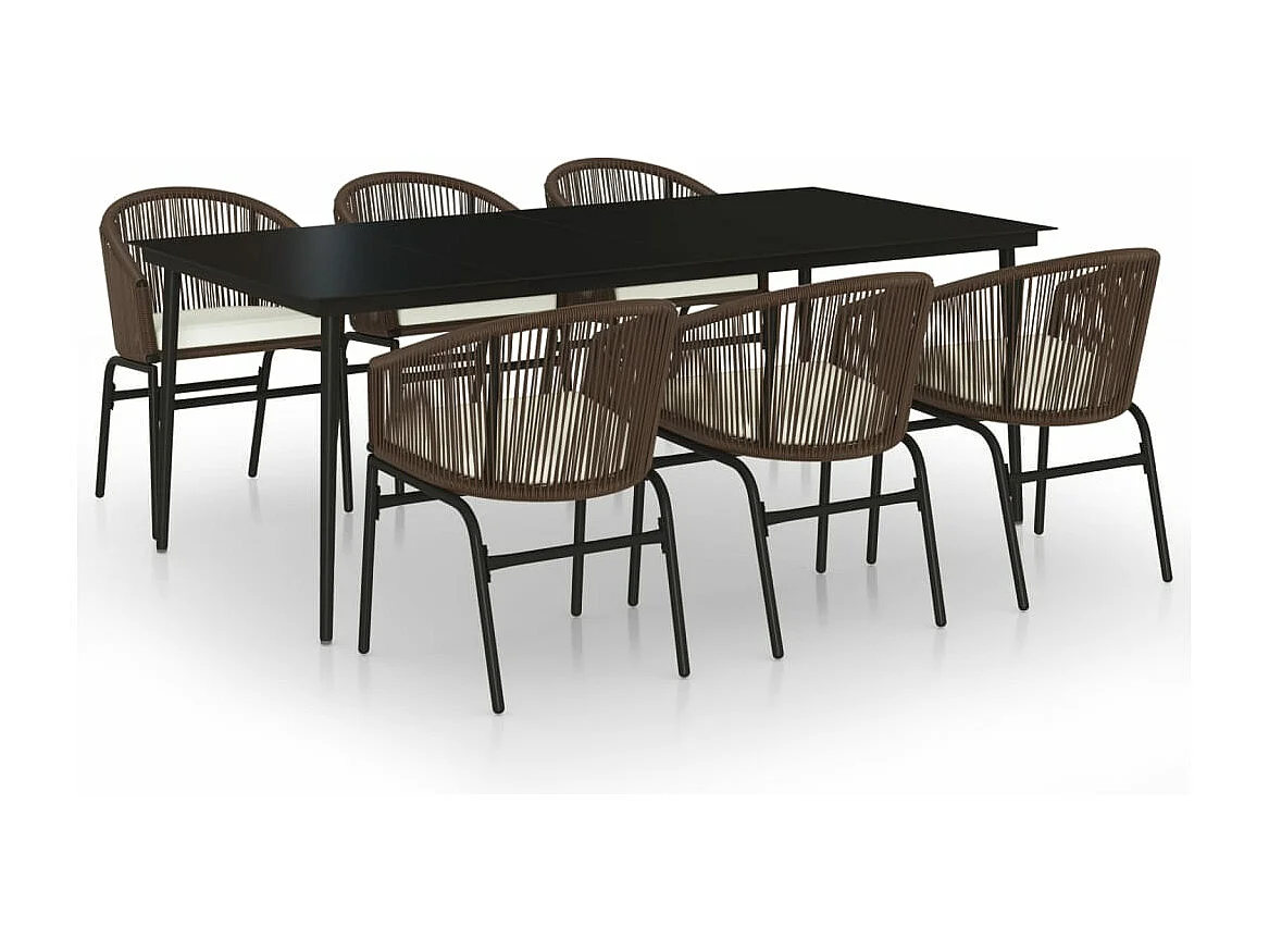 Ensemble à manger de jardin 7 pcs Marron