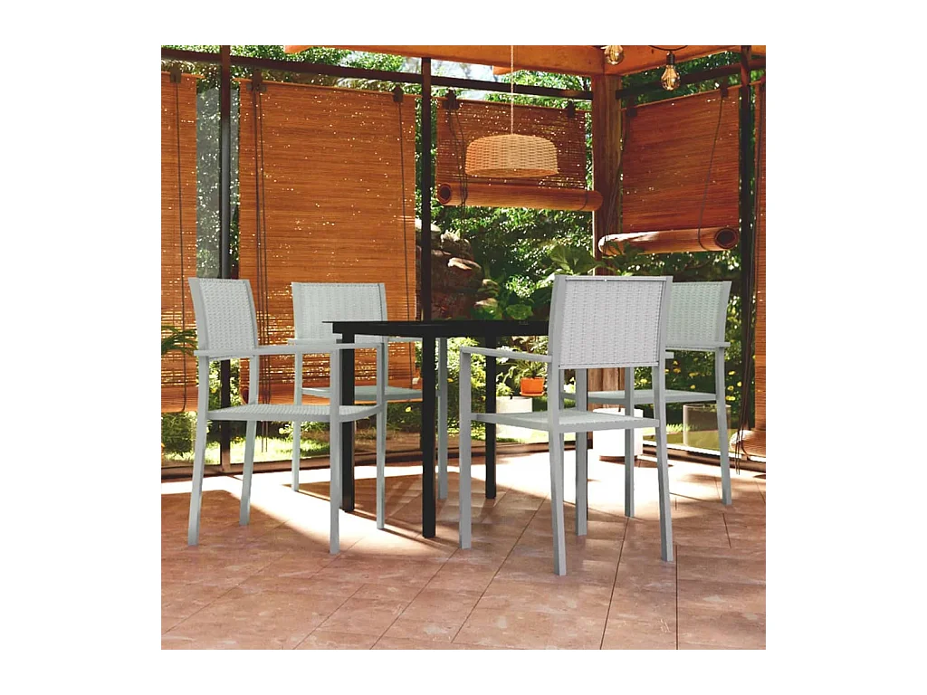 Ensemble à manger de jardin 5 pcs Blanc