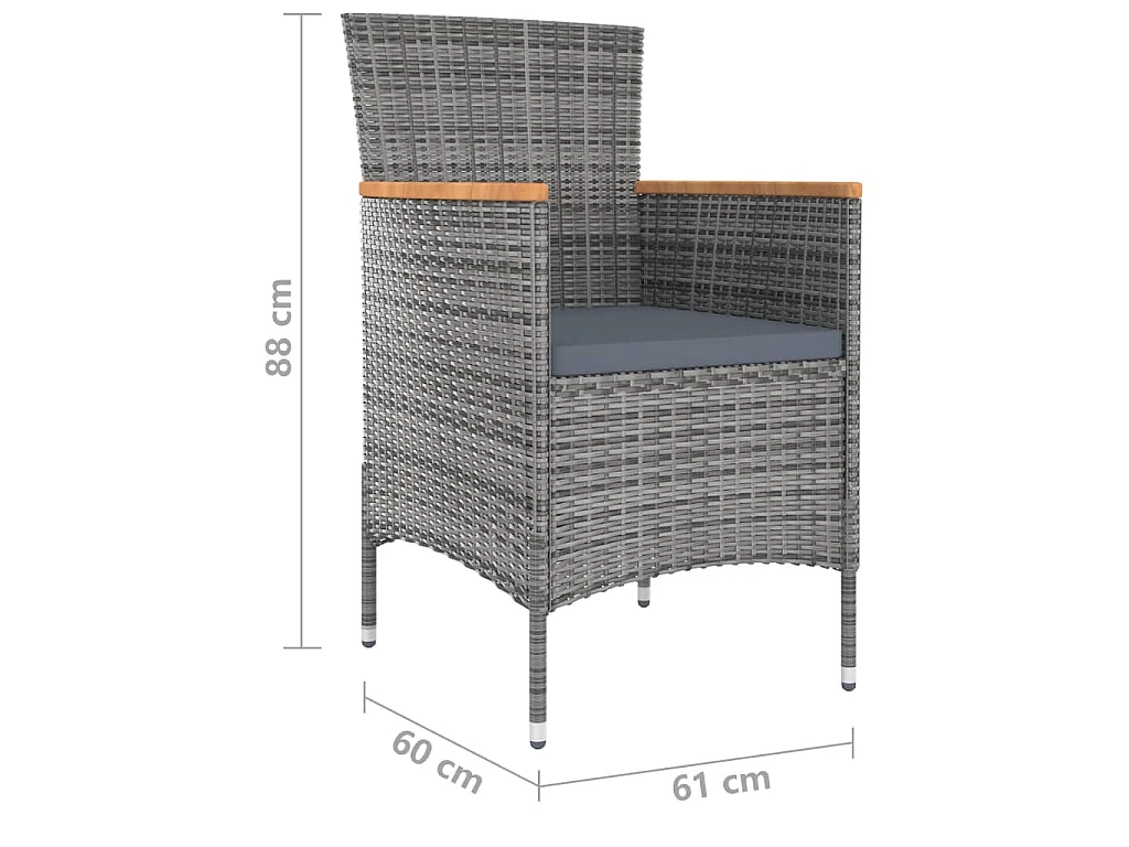 Set da Pranzo per Giardino 9 pz con Cuscini Grigio