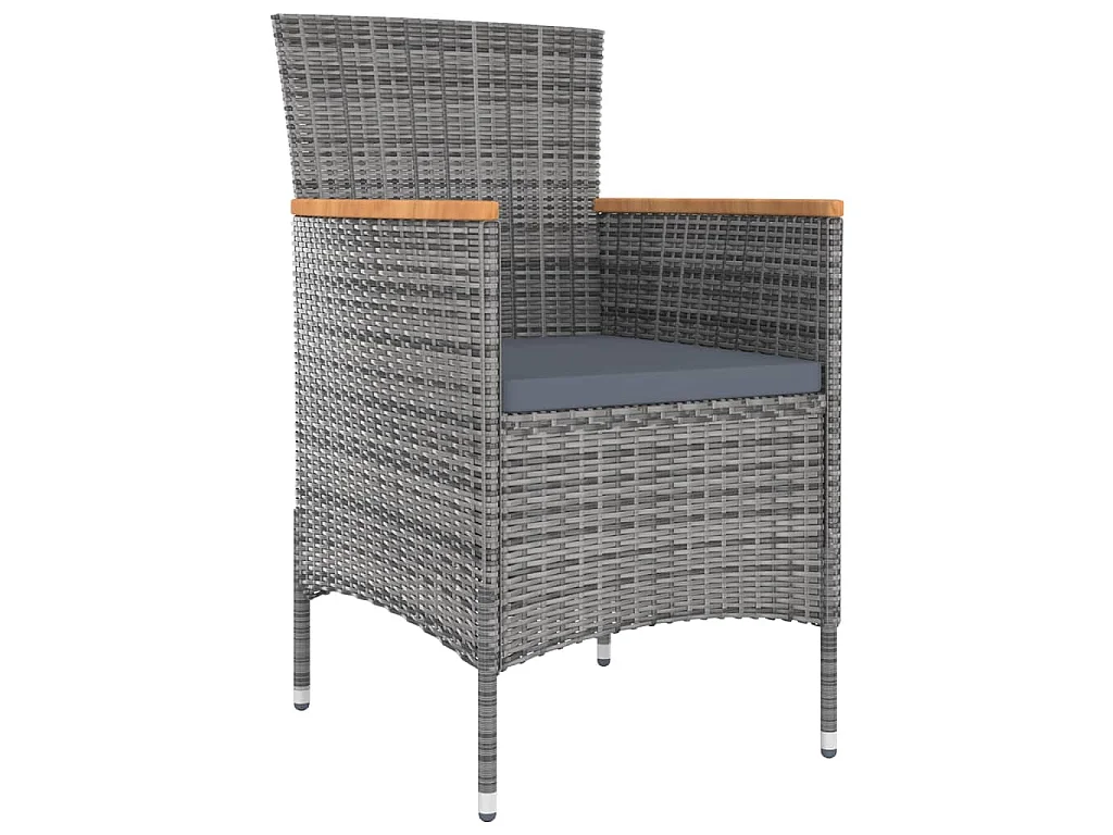 Set da Pranzo per Giardino 9 pz con Cuscini Grigio