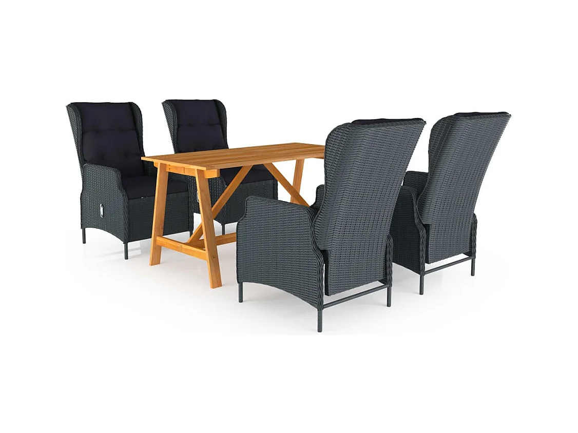 Ensemble à manger de jardin 5 pcs Gris foncé